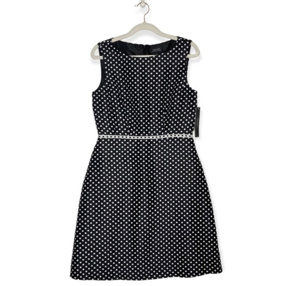 Tahari Arthur S. Levine black and white polka dot fit and flare mini dress